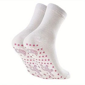 1 Pair Of Self-Heating Socks, Comfortable Elastic Resistant To Penetration Heating Socks Warm And Cold-Resistant Socks For Outdoor Activities, Skiing, (Color: White, size: US Shoe Size 6-10)