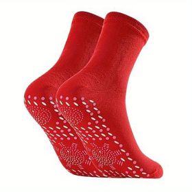 1 Pair Of Self-Heating Socks, Comfortable Elastic Resistant To Penetration Heating Socks Warm And Cold-Resistant Socks For Outdoor Activities, Skiing, (Color: Red, size: US Shoe Size 6-10)