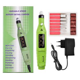 1Set Nail art small portable USB sander pen-type electric can be connected to the charging treasure unloading manicure type professional to remove dea (Color: green)