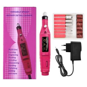 1Set Nail art small portable USB sander pen-type electric can be connected to the charging treasure unloading manicure type professional to remove dea (Color: rose)