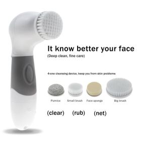 1set Face wash instrument cleansing silicone household silicone ultrasonic vibration massage electric female face wash artifact to clean pores (Color: Grey)
