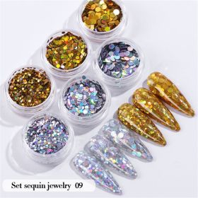 6PCS/Set Nail Beauty Chrome Glitter Kit;  Nail Sequin Nail Art Mirror Powder Decoration (Design: 9)