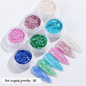 6PCS/Set Nail Beauty Chrome Glitter Kit;  Nail Sequin Nail Art Mirror Powder Decoration (Design: 10)