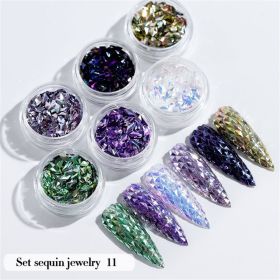 6PCS/Set Nail Beauty Chrome Glitter Kit;  Nail Sequin Nail Art Mirror Powder Decoration (Design: 11)