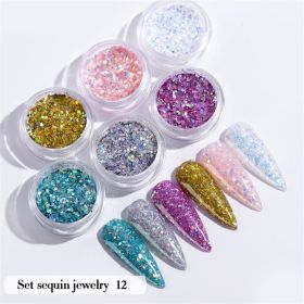 6PCS/Set Nail Beauty Chrome Glitter Kit;  Nail Sequin Nail Art Mirror Powder Decoration (Design: 12)