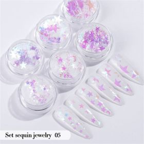 6PCS/Set Nail Beauty Chrome Glitter Kit;  Nail Sequin Nail Art Mirror Powder Decoration (Design: 5)