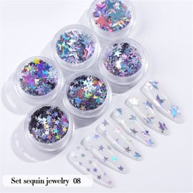 6PCS/Set Nail Beauty Chrome Glitter Kit;  Nail Sequin Nail Art Mirror Powder Decoration (Design: 8)