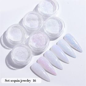 6PCS/Set Nail Beauty Chrome Glitter Kit;  Nail Sequin Nail Art Mirror Powder Decoration (Design: 16)