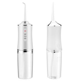 Water Flosser Cordless Dental Oral Irrigator Waterproof Teeth Cleaner with 3 Modes 4 Nozzles 7.44oz Detachable Water Tank for Travel Home (Color: White)